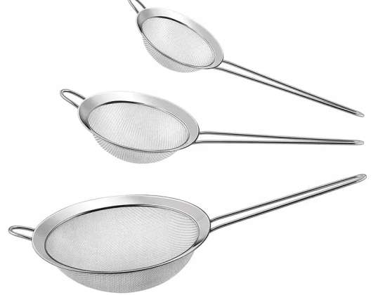 KITCHEN STRAINERS SET OF STEEL STRAINERS 3 PCS