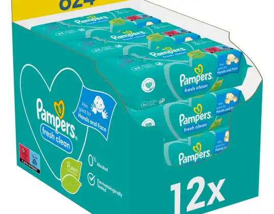 Pampers Lingettes humides pour bébé Fresh Clean 12x52 (624 pièces)