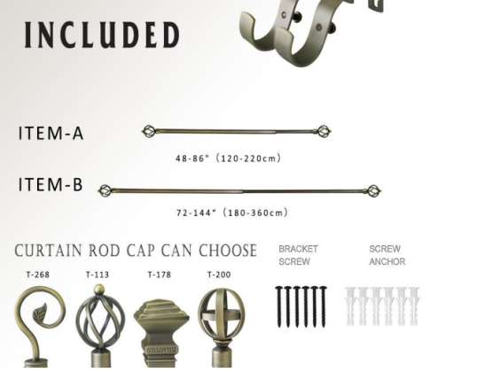 Ensembles de tringles à rideaux Surplus de stock excédentaires