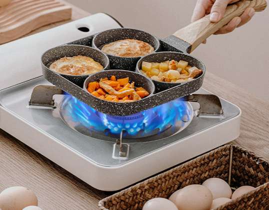 4pan - 4-hole Frying Pan- 4-hole skillet, multi-hole fry pan, divided cooking pan