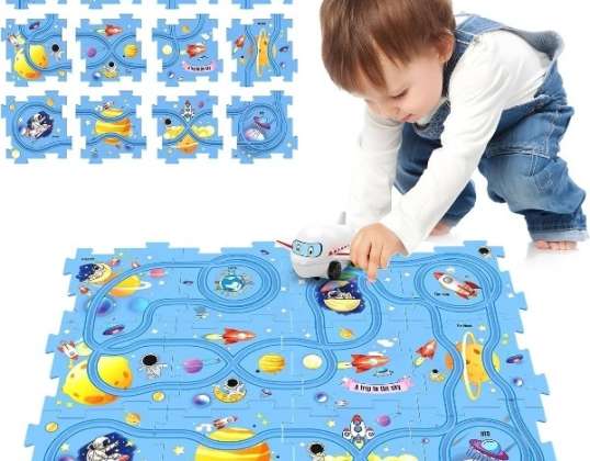 Children&#039;s educational play set with a car track, Blue
