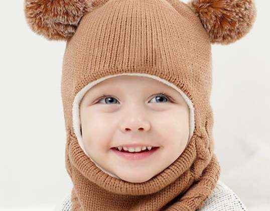 Детска зимна шапка, кафява