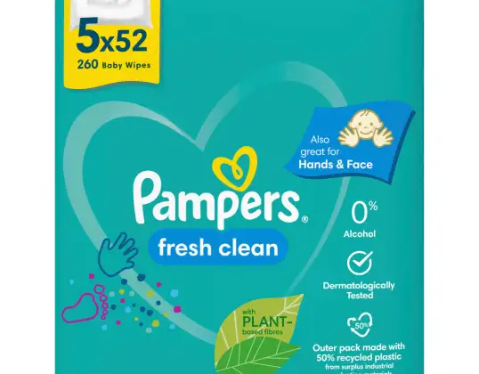 Pampers Fresh Clean Baby chusteczki nawilżane 5x52 (260 sztuk)