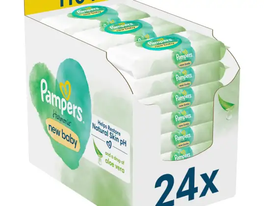 Pampers Harmony New Baby Влажные салфетки с алоэ вера 24x46 (1104 штуки)