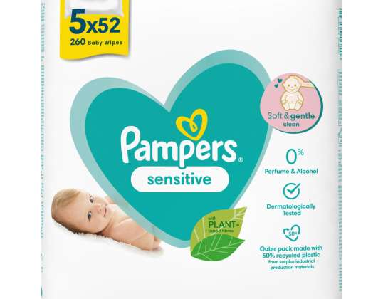 Pampers Sensitive Baby Wipes 5x52 (260 kpl)