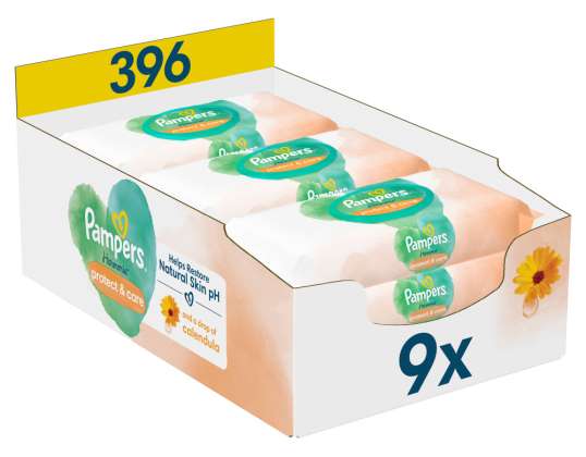 Pampers Harmonie Calendula Protect &amp;; Care Baby Wet Wipes 9x44 (396 τεμάχια)