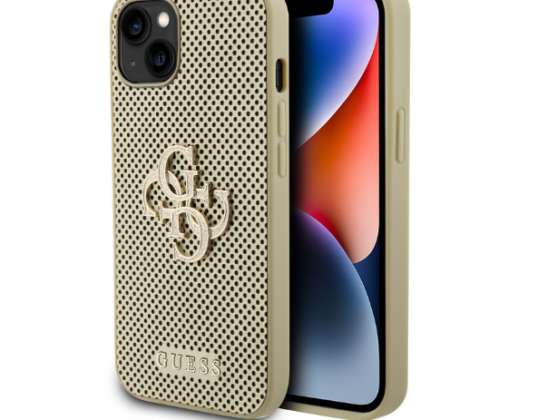 Guess iPhone 15 & 14 Plus Cubierta trasera Carcasa perforada 4G - purpurina - Oro