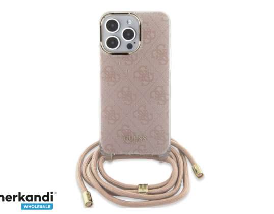 Guess iPhone 15 Pro Max Capa traseira Crossbody cabo case - Impressão 4G - Rose J-TOO