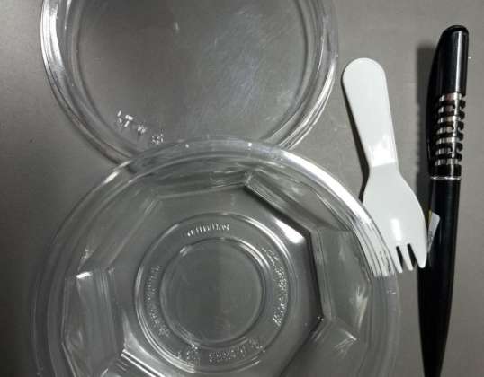 Salad container with lockable lid and fork - Set