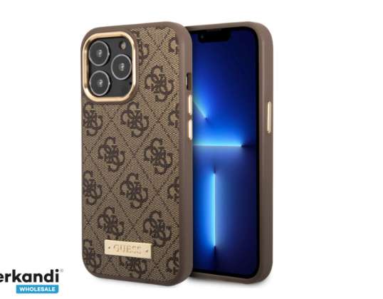 Guess Hard Back Case for iPhone 14 Pro - 4G - Gold Camera & Buttons - Magsafe Compatible - Brown J-TOO