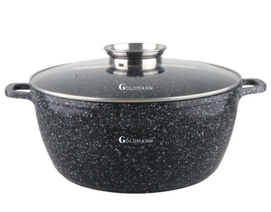 Aluminum saucepan, 20x8.5 cm, 2.3 liters, Goldmann, ceramic coating, heat-resistant cover