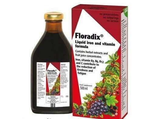 Flóra, Floradix vas + gyógynövények, természetes folyékony vas-kiegészítő, 17 fl uncia (500 ml)