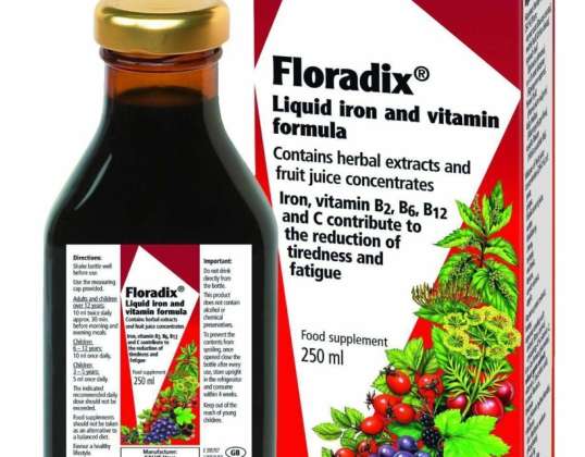Poboljšajte dobrobit floradix tekućim željezom 250ml - prirodna mješavina željeza i vitamina