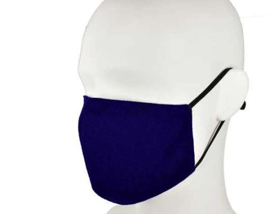 Nastavitelné modré polyesterové bavlněné masky na obličej pro muže a ženy