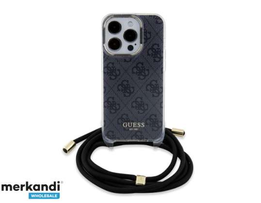 Coque Guess iPhone 15 Pro Back cover coque Crossbody cord - 4G print - Noir J-TOO