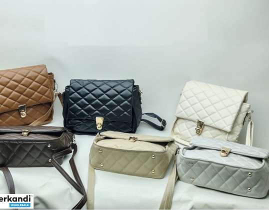 Varias variantes de modelos y selección de colores de bolsos de mujer disponibles para la venta al por mayor desde Turquía.