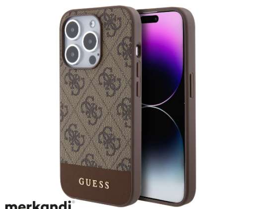 Guess iPhone 15 Pro Magsafe Hard Back Case - 4G Pu Bottom - Brown J-TOO