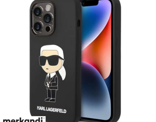 Karl Lagerfeld Case Harde Achterkant Hoesje voor iPhone 14 Pro Max - Ikonik NFT Karl - Magsafe Compatibel - Zwart J-TOO