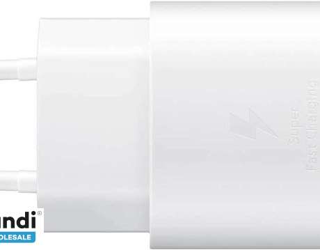 Chargeur rapide USB-C 25 W blanc universel Samsung, compatibilité totale, Power Delivery 3.0
