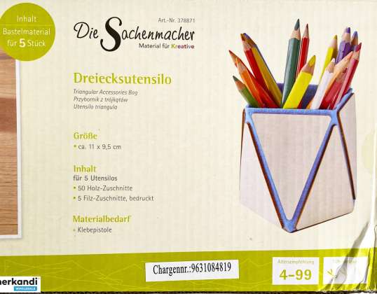 50 gab. Jako-o trīsstūrveida sutensilo, organizators zīmuļiem un pildspalvām zīmuļu krūzes, piederumu kaste 11x9,5 cm, bez līmes pistoles, A Ware OVP vairumtirdzniecība Re