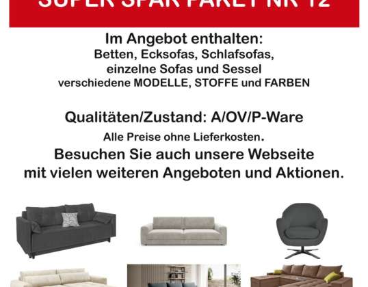 Möbel Möbelpacket, Sofa, Ecksofa, Couch, Wohnlandschaft, Boxspringbetten, Sessel