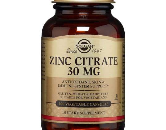 Solgar-Citrate de Zinc 30 mg Gélules Végétales