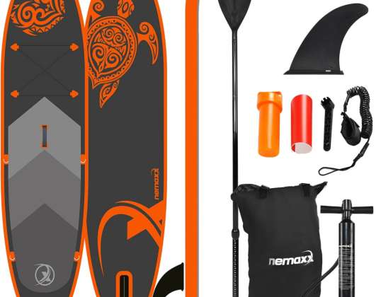 NEMAXX Stand Up Paddle Board (SUP), felfújható és könnyen szállítható - táskával, lapáttal, uszonyokkal, légszivattyúval, javítókészlettel