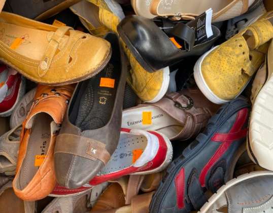 100 paia di scarpe e pantofole in pelle da donna e da uomo di marca, prodotte nell'UE