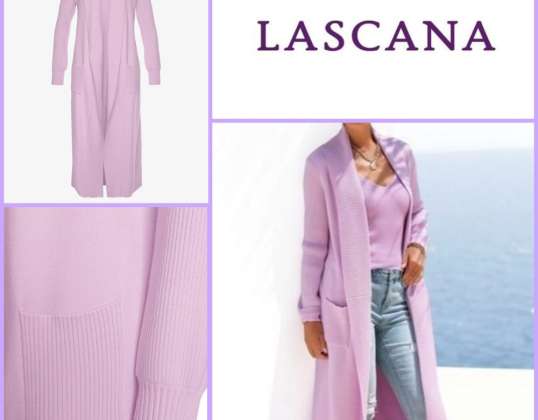 020081 women's cardigan coat from Lascana. A model in the colours pink and purple