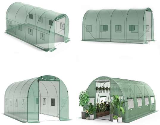 Kasvuhoone aiatunneli foolium mitme hooaja metallkarkass roheline foolium 4,5x2x2m