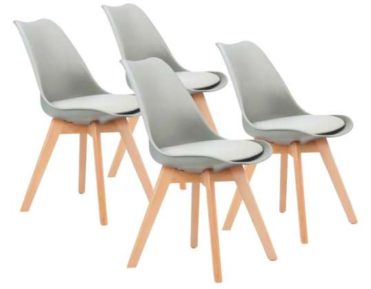 Set aus 4 Stühlen mit Kissen GRAU