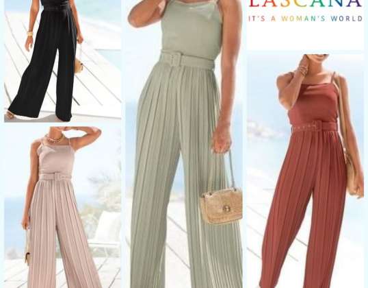 Pleated overalls by Lascana. Colours: black, beige, terracotta, apple green