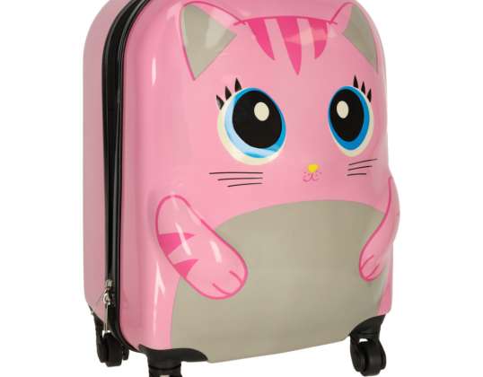 Maleta de viaje infantil equipaje de mano con ruedas cat pink