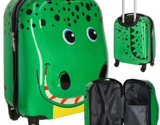 Children's travel suitcase hand luggage on wheels crocodile