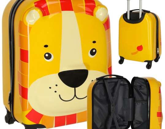 Children's travel suitcase hand luggage on wheels lion