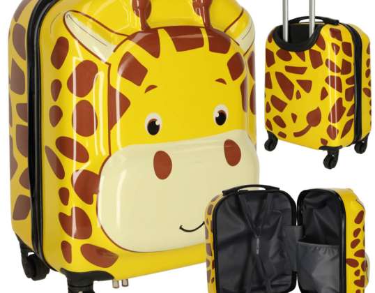 Children's travel suitcase hand luggage on wheels giraffe