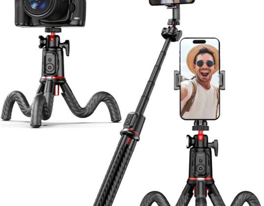 Selfie palica L07S Bluetooth statyw fleksibilen tripod črna