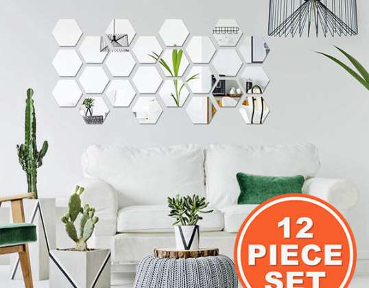 Stickers muraux miroir (12 pièces) HEXAGEM