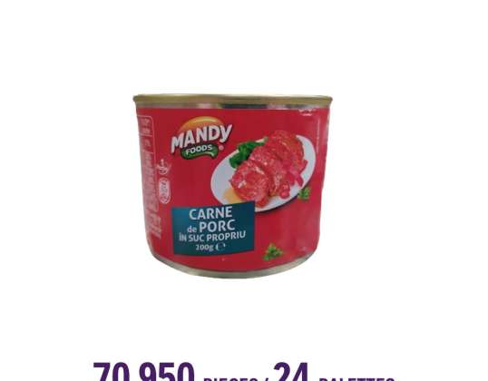 Canned pork, 200 g - Best before 20.04.2024
