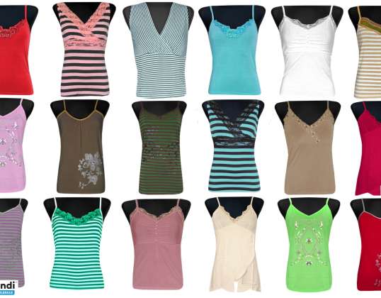 WOMEN'S T-SHIRTS, BLOUSES, WOMEN'S STRAP TOPS, YOUNG PEOPLE, T-SHIRTS, MIX OF COLOR DESIGNS