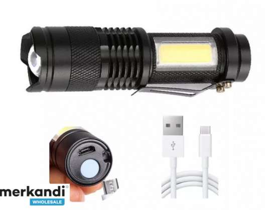 EB109 USB COB Flashlight Zoom XPE COB Box