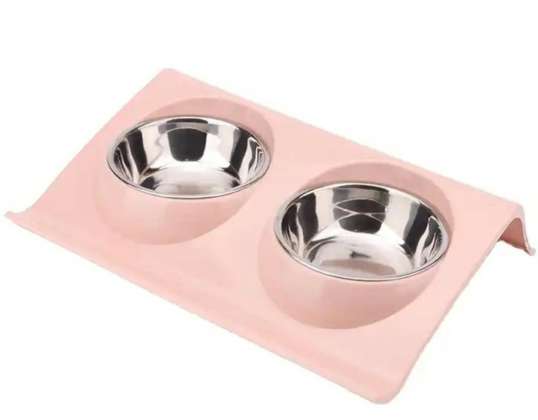 DA119A DOUBLE BOWL FOR DOG CAT PINK