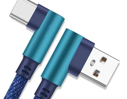 KK21U KABEL USB   USB C  KĄTOWY BLUE