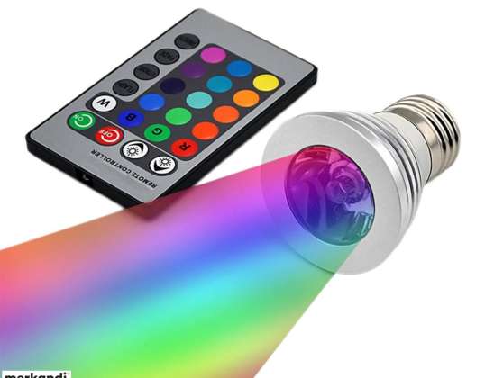 ZD7 BOMBILLA LED RGB 16 COLORES E27 MANDO A DISTANCIA
