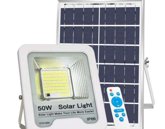 SOLAR LED LAMP FLOODLIGHT SOLAR PANEL HALOGEN REMOTE CONTROL IP66 50W