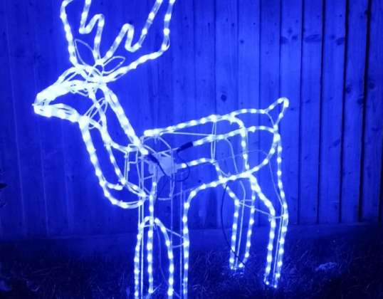 LED LEUCHTENDE RENTIERE MIT BEWEGLICHEM KOPF BLAU 130CM 13M