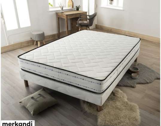 20 cm Comfort Mattress in Jacquart Fabric - White with Black Braid, Optimized Density, Customizable Options - From Italy