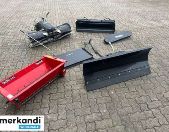 Auction: Lot of Tielbürger attachments (snow blade, sweeping broom, spreader, collection container, deflection drive, cover for spreader) - (little used)