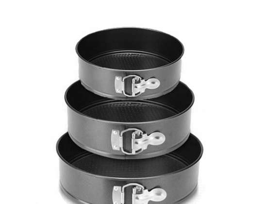 KR-013 Tavă elastică - set de 3 - Tavă de copt rotundă - Cutii de tort - acoperire antiaderentă - 20/22/24cm