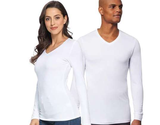 Camisetas de manga larga con cuello de pico White Code para hombre y mujer